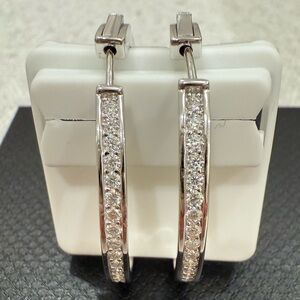 Moissanite Hoop Earrings 3 CTW | 1.5” | D Color VVS1 | 925 Silver